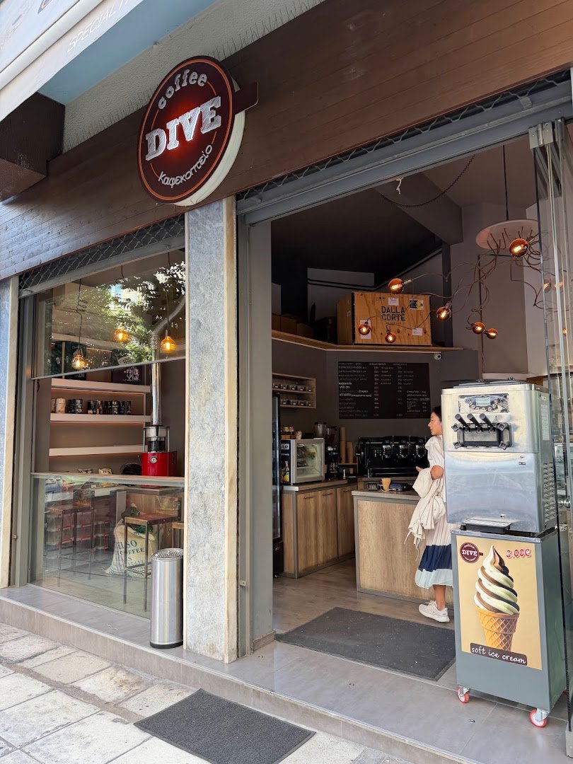 Storefront of Coffee Dive Acropolis, specialty coffee shop in Athens