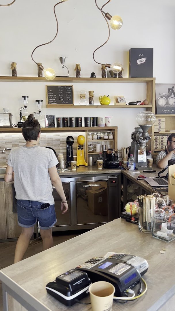 Interior of Coffee Dive Acropolis, specialty coffee shop in Athens