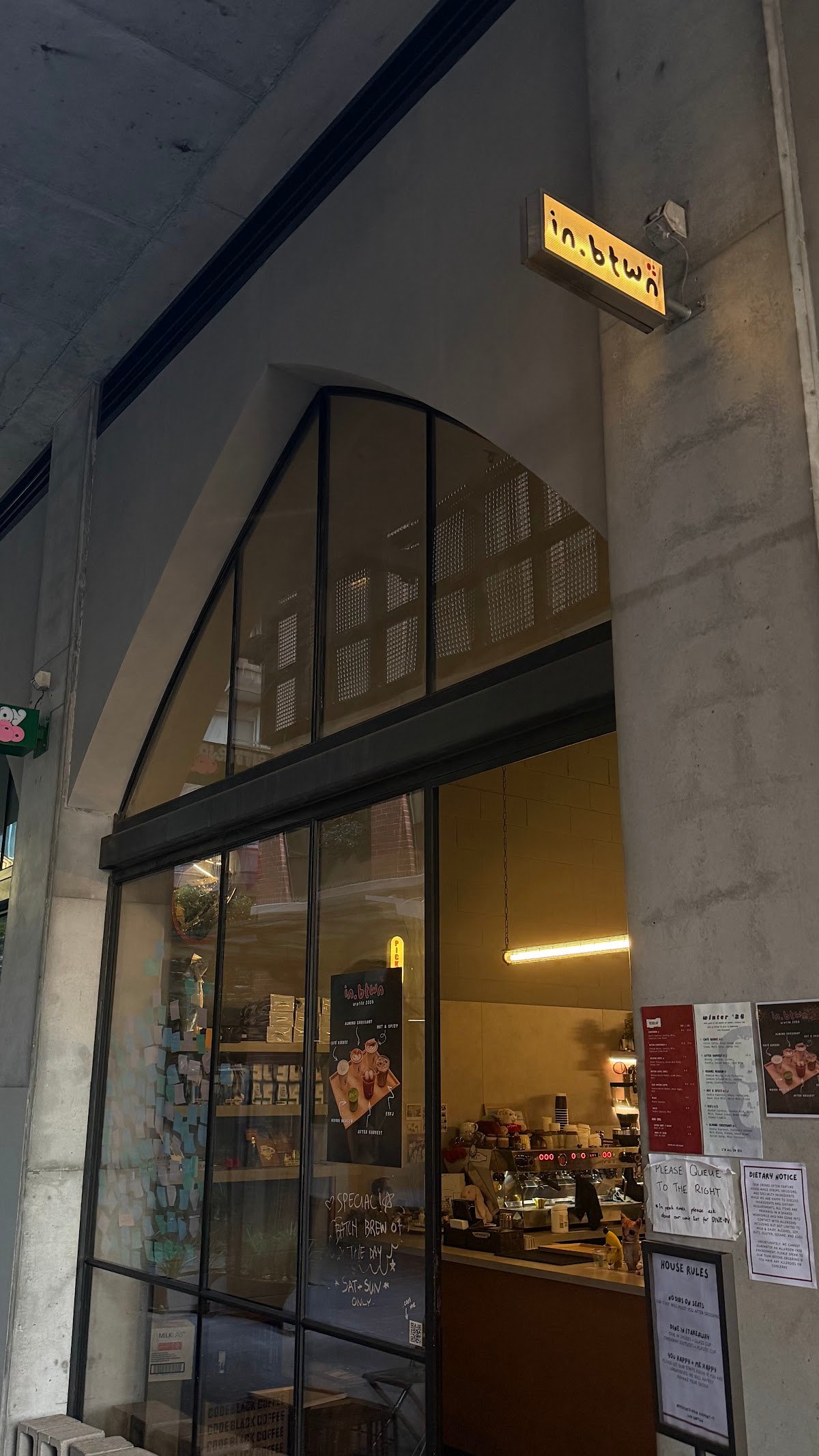 Storefront of in.btwn, specialty coffee shop in Melbourne