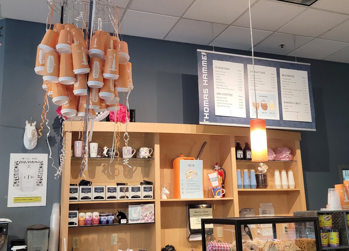 Interior of Thomas Hammer Coffee Roasters, specialty coffee shop in Spokane