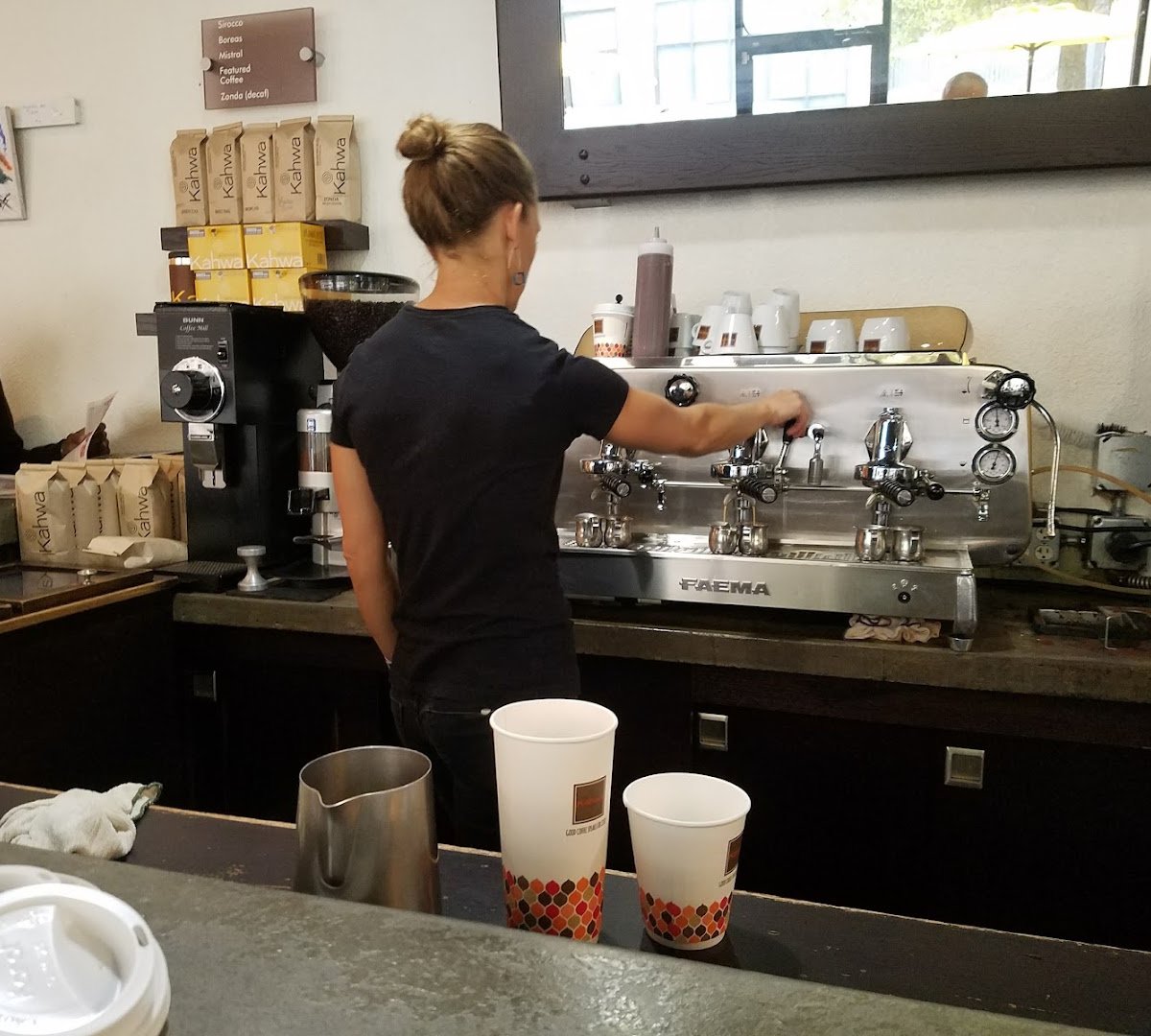 Interior of Kahwa Coffee, specialty coffee shop in Tampa-St. Petersburg