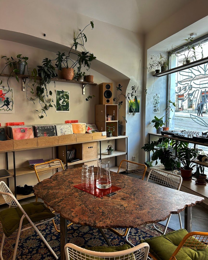 Interior of 25,2 rpm, specialty coffee shop in Prague