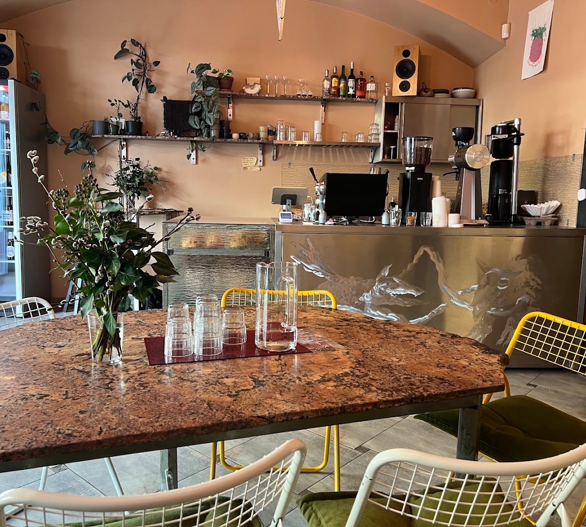 Interior of 25,2 rpm, specialty coffee shop in Prague