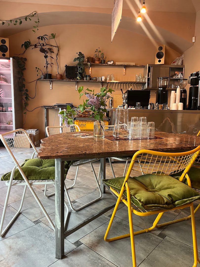 Interior of 25,2 rpm, specialty coffee shop in Prague