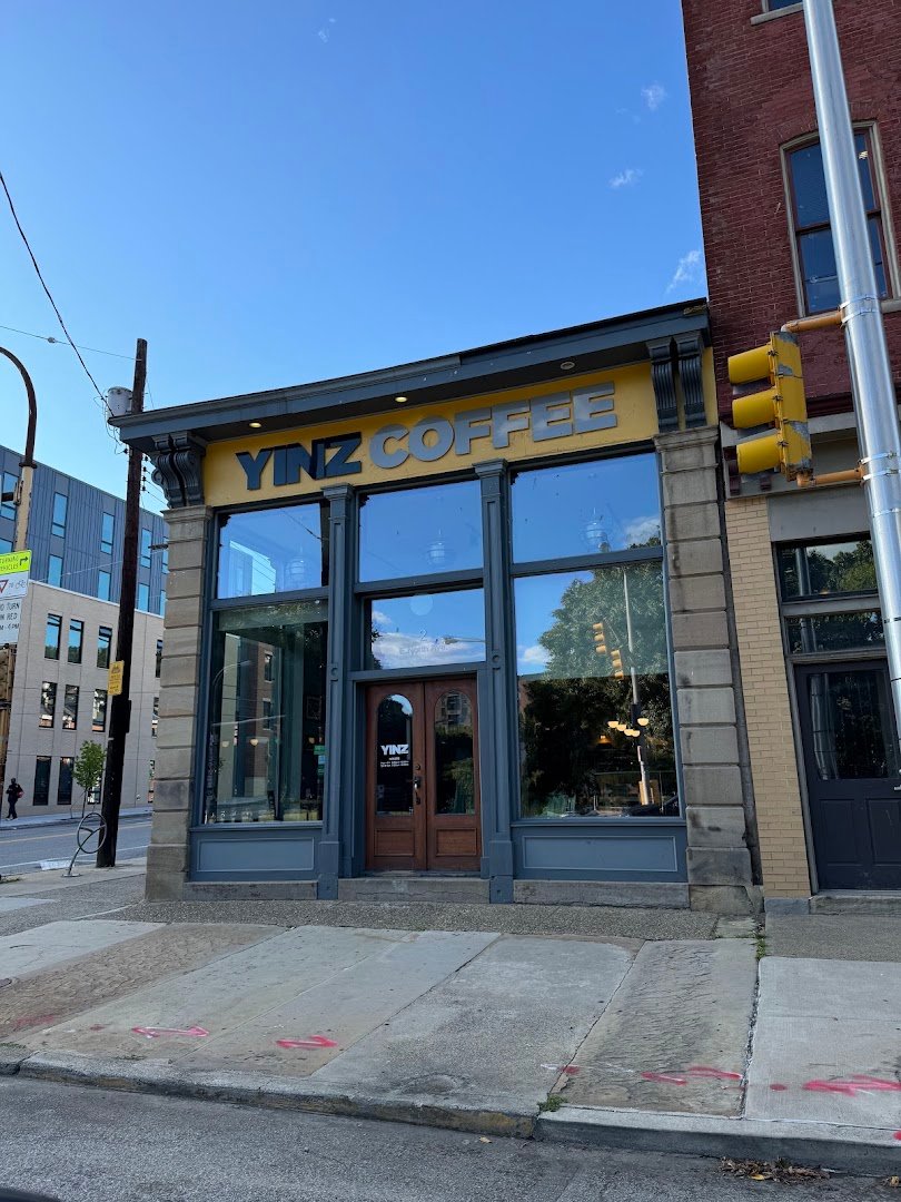Storefront of Yinz Coffee, specialty coffee shop in Pittsburgh