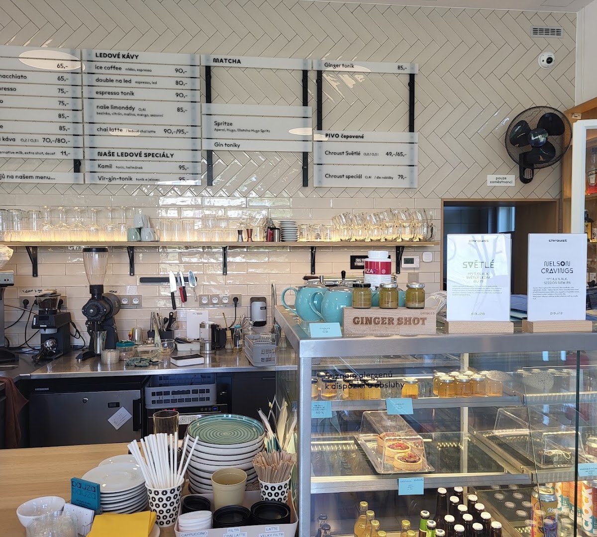 Interior of Pauza Palmovka, specialty coffee shop in Prague