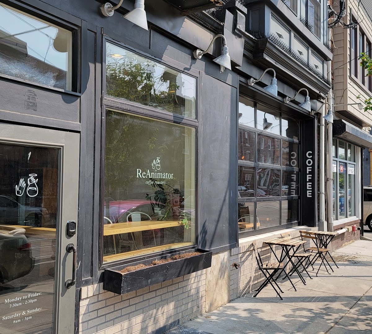Storefront of ReAnimator Coffee, specialty coffee shop in Philadelphia