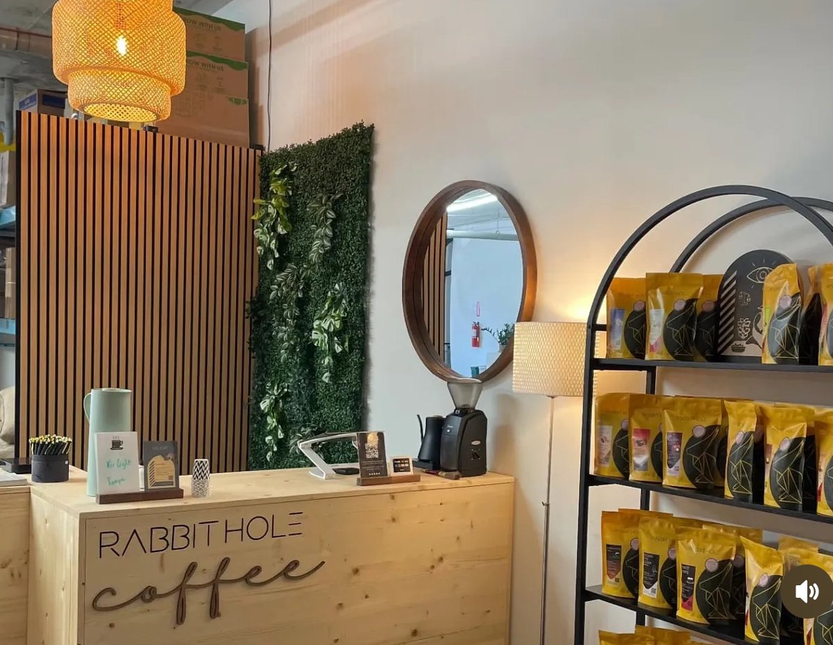 Interior of Rabbit Hole Roasters, specialty coffee shop in Montreal