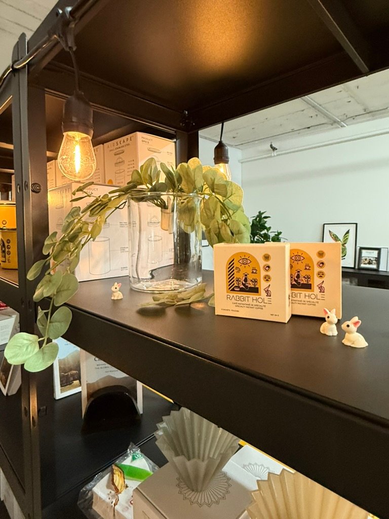 Interior of Rabbit Hole Roasters, specialty coffee shop in Montreal