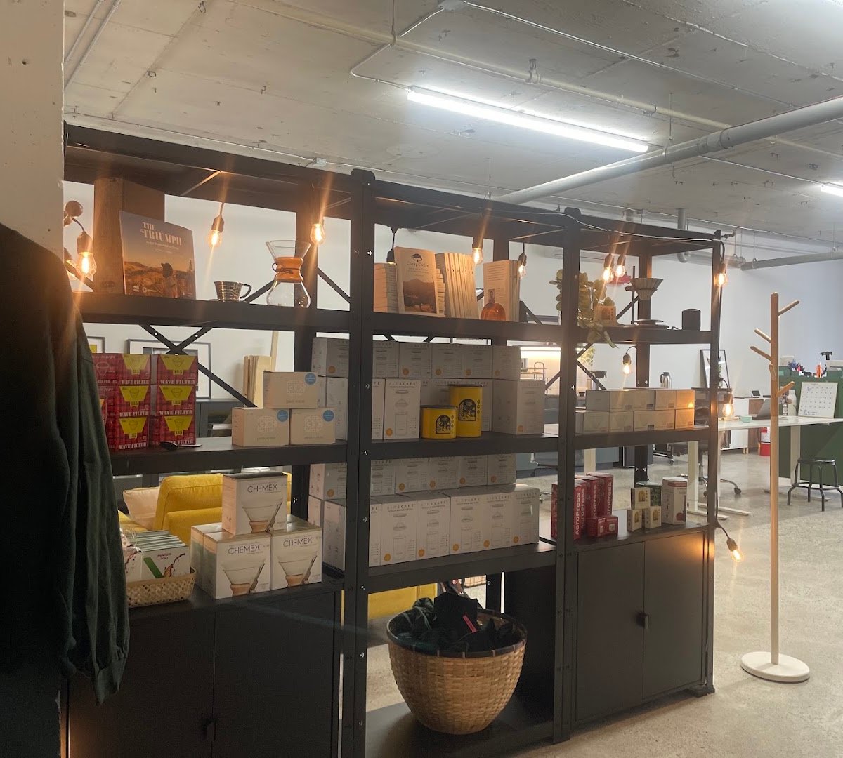 Interior of Rabbit Hole Roasters, specialty coffee shop in Montreal