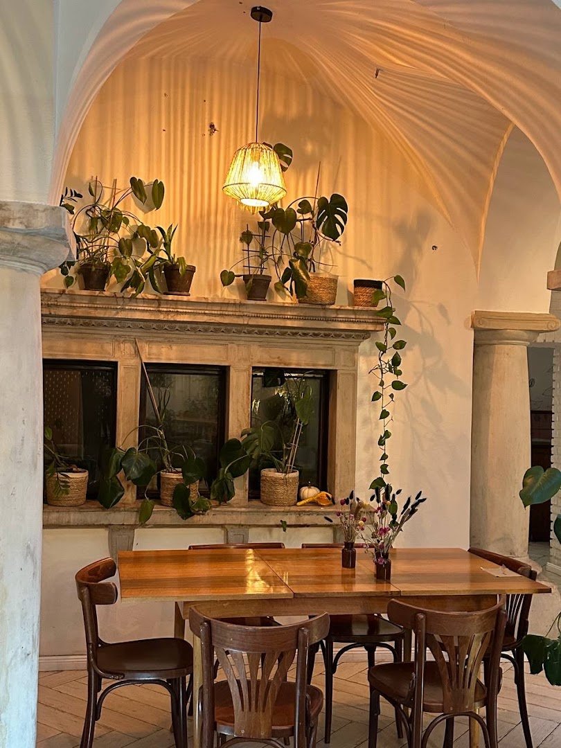 Interior of Kawiarnia Patio, specialty coffee shop in Warsaw