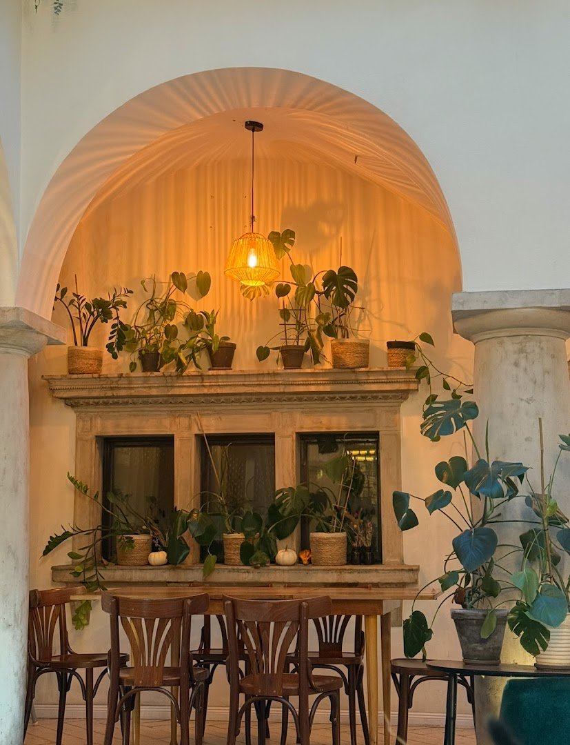 Interior of Kawiarnia Patio, specialty coffee shop in Warsaw