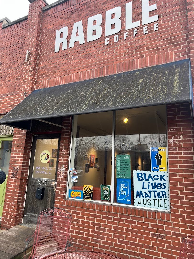 Storefront of Rabble Coffee, specialty coffee shop in Indianapolis