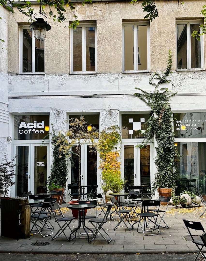 Storefront of Acid Coffee, specialty coffee shop in Prague