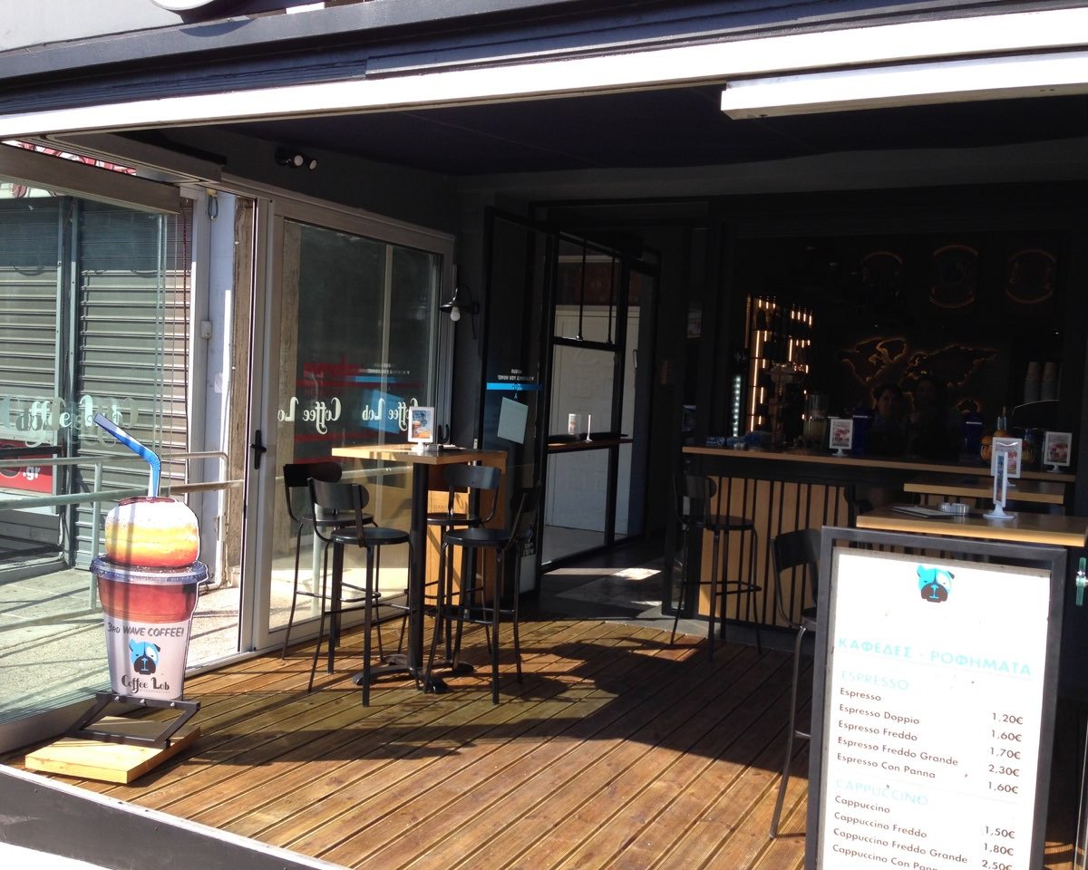 Storefront of Coffee Lab Katechaki, specialty coffee shop in Athens