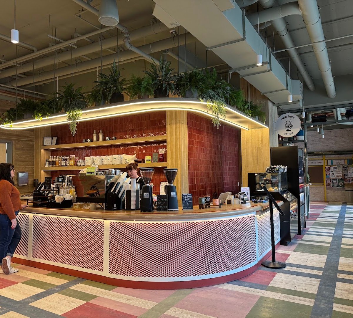 Interior of New Here Coffee, specialty coffee shop in Madison