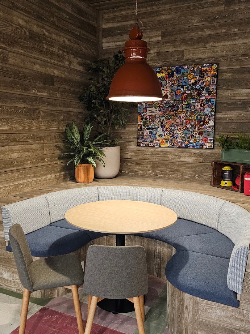 Interior of New Here Coffee, specialty coffee shop in Madison