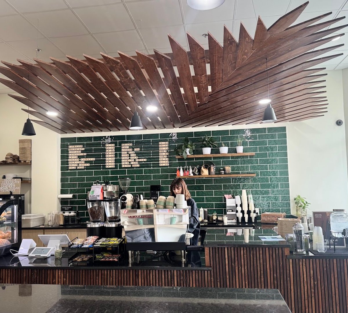 Interior of Vela Coffee, specialty coffee shop in San Antonio