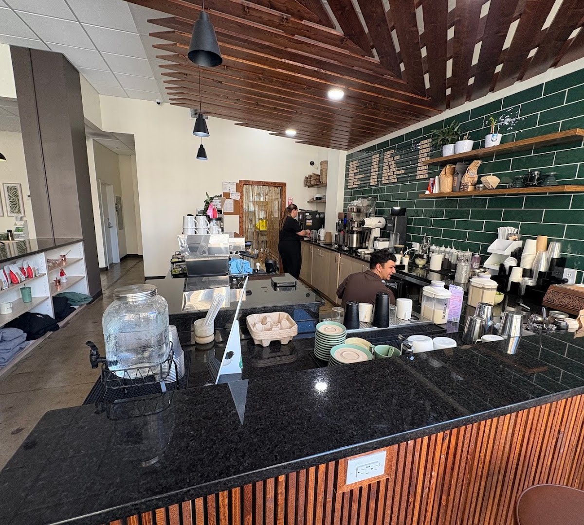 Interior of Vela Coffee, specialty coffee shop in San Antonio