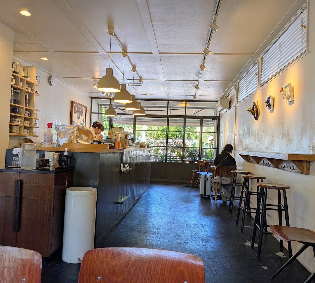 Interior of TOKAKU Coffee +, specialty coffee shop in Tokyo
