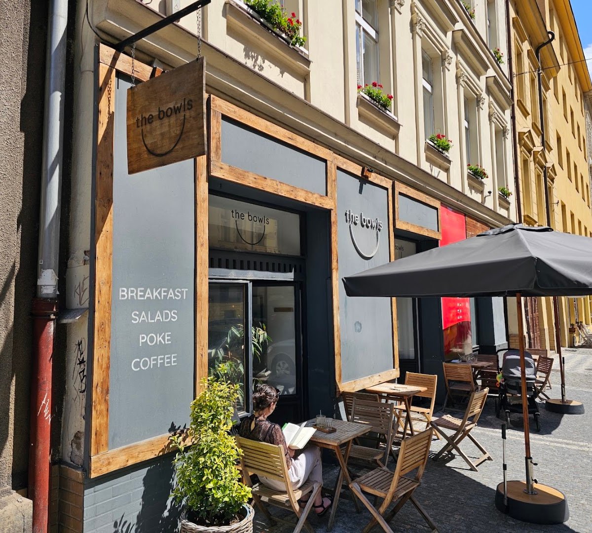 Storefront of the bowls, specialty coffee shop in Prague