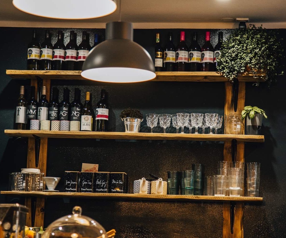 Interior of the bowls, specialty coffee shop in Prague