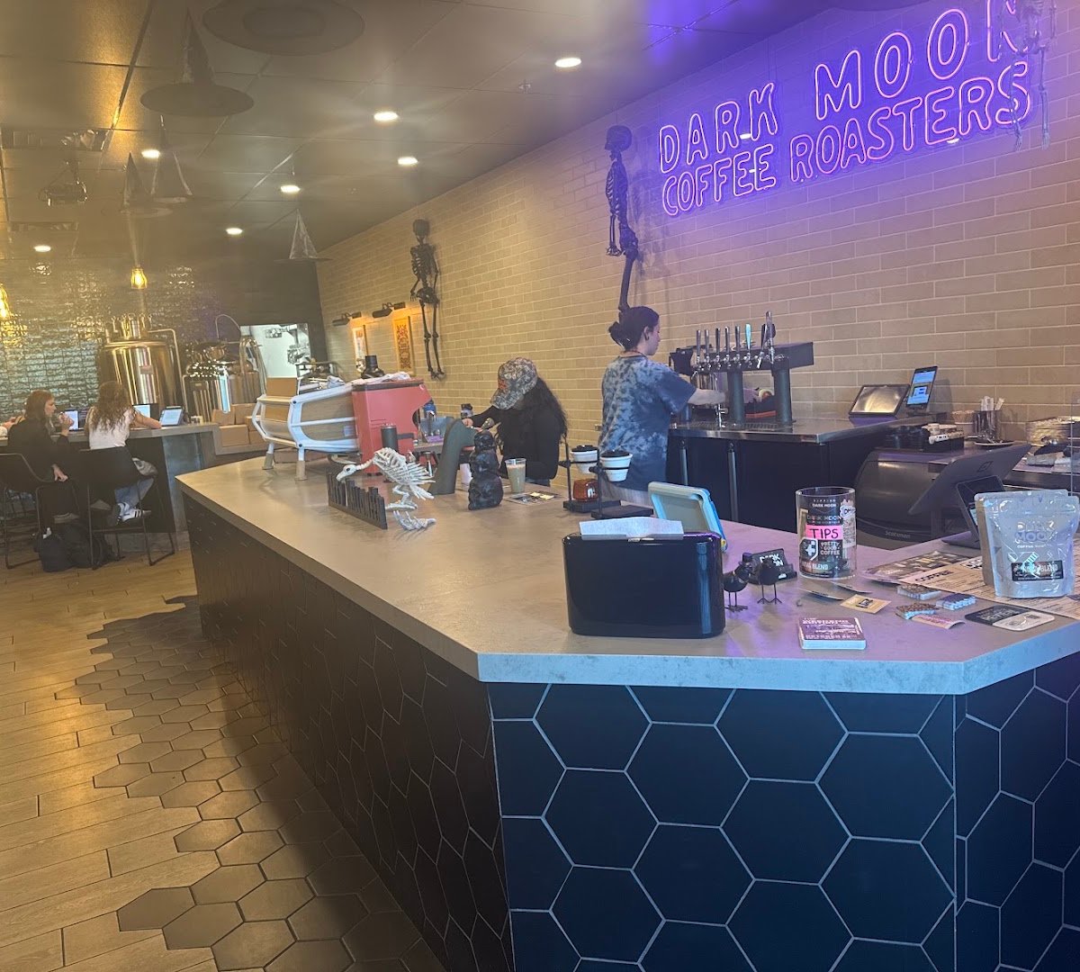 Interior of Dark Moon Coffee Roasters, specialty coffee shop in Las Vegas