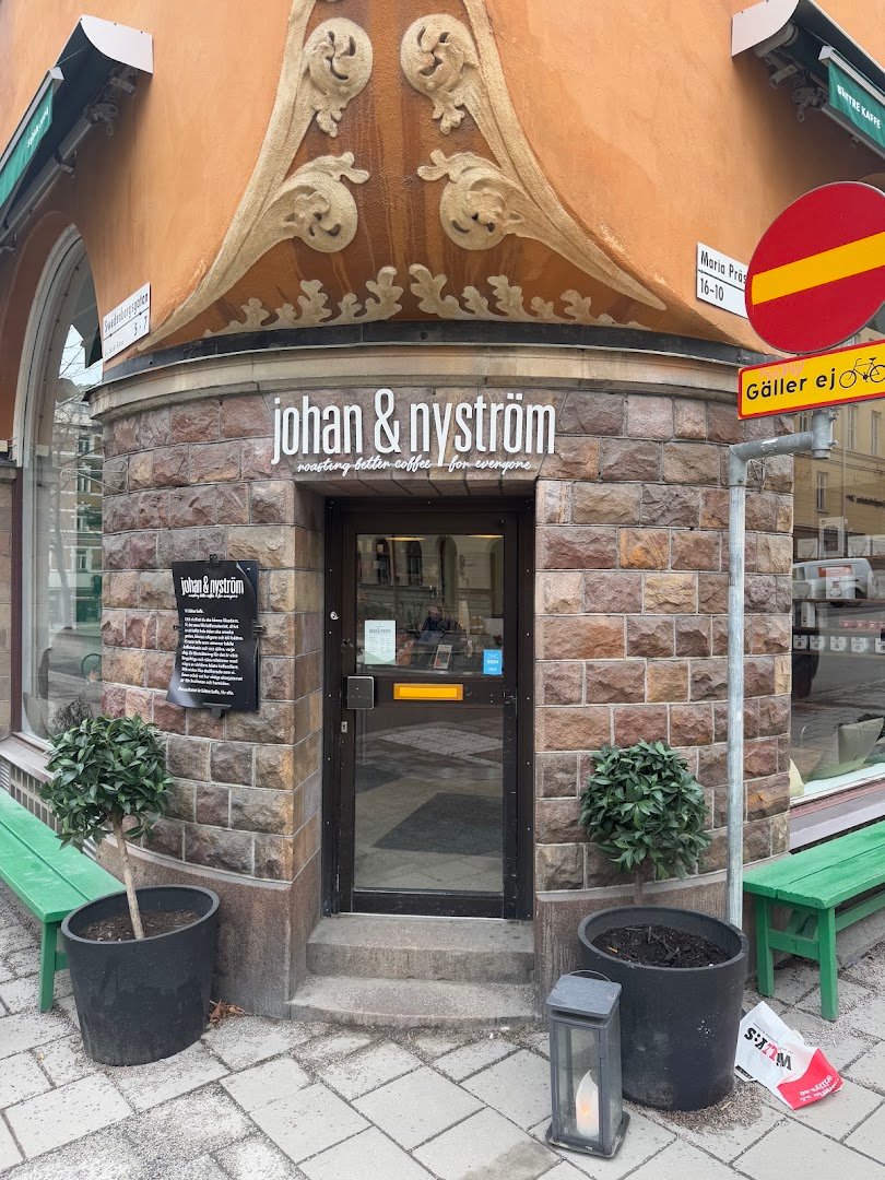 Storefront of Johan & Nyström - Swedenborgsgatan, specialty coffee shop in Stockholm