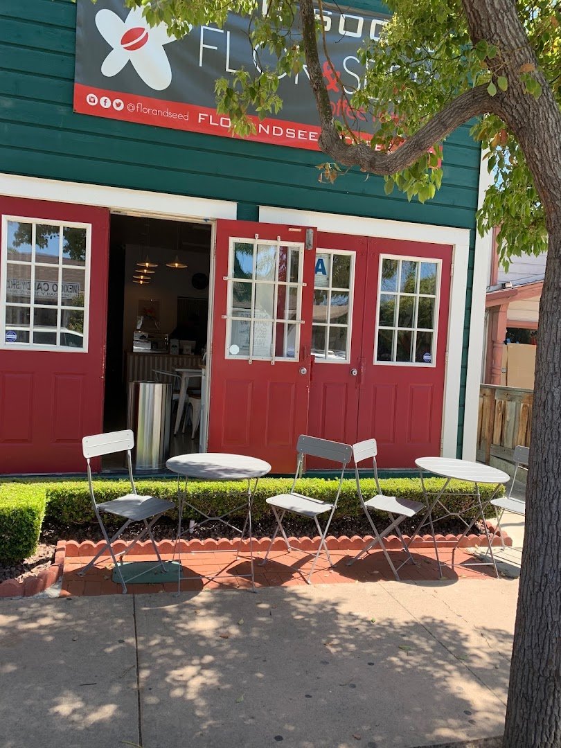 Storefront of Flor and Seed Coffee Roasters, specialty coffee shop in San Diego