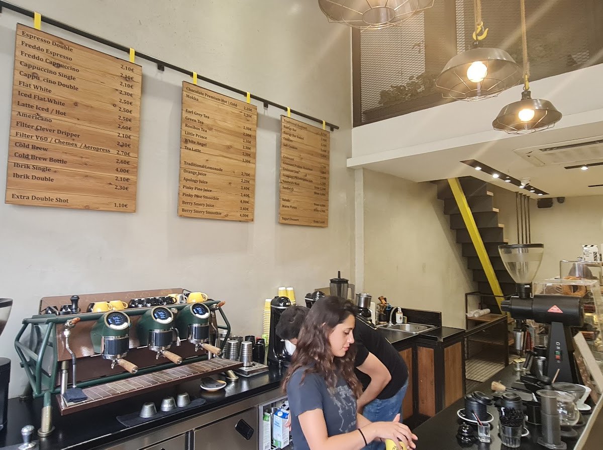 Interior of Rockers Coffee Gang, specialty coffee shop in Athens