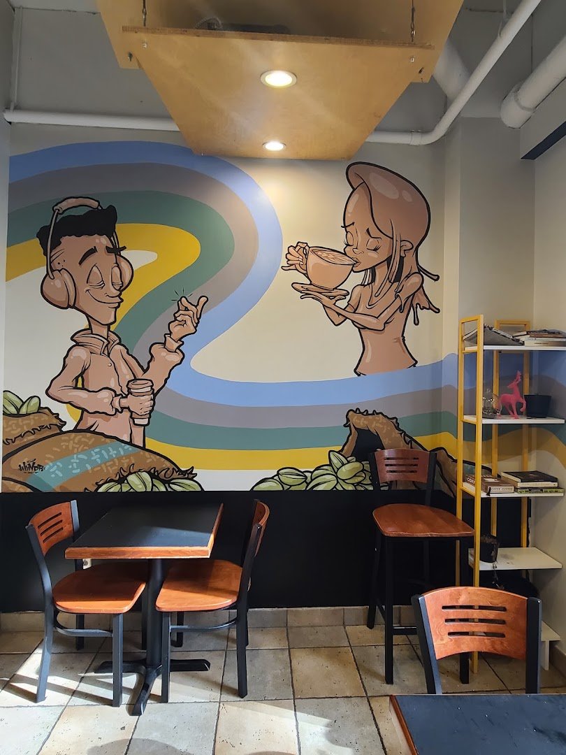 Interior of Vitality Roasting, specialty coffee shop in Minneapolis