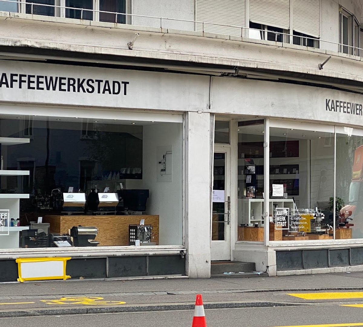Storefront of KaffeeWerkStadt, specialty coffee shop in Zurich