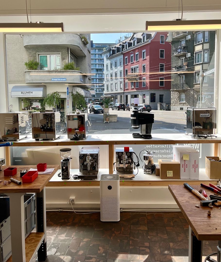 Interior of KaffeeWerkStadt, specialty coffee shop in Zurich