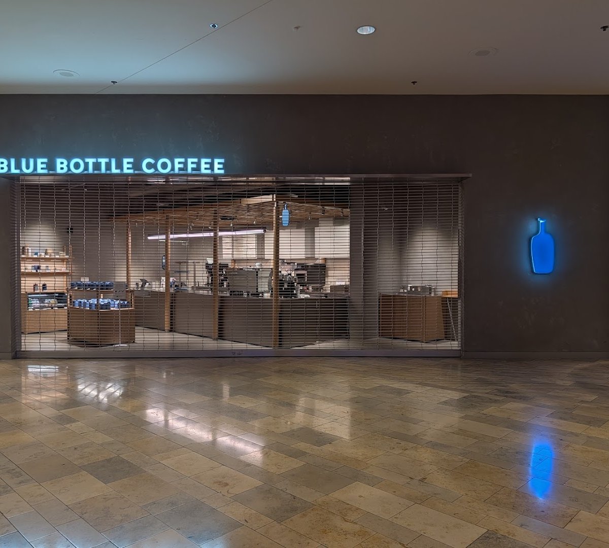 Storefront of Blue Bottle Coffee, specialty coffee shop in Las Vegas