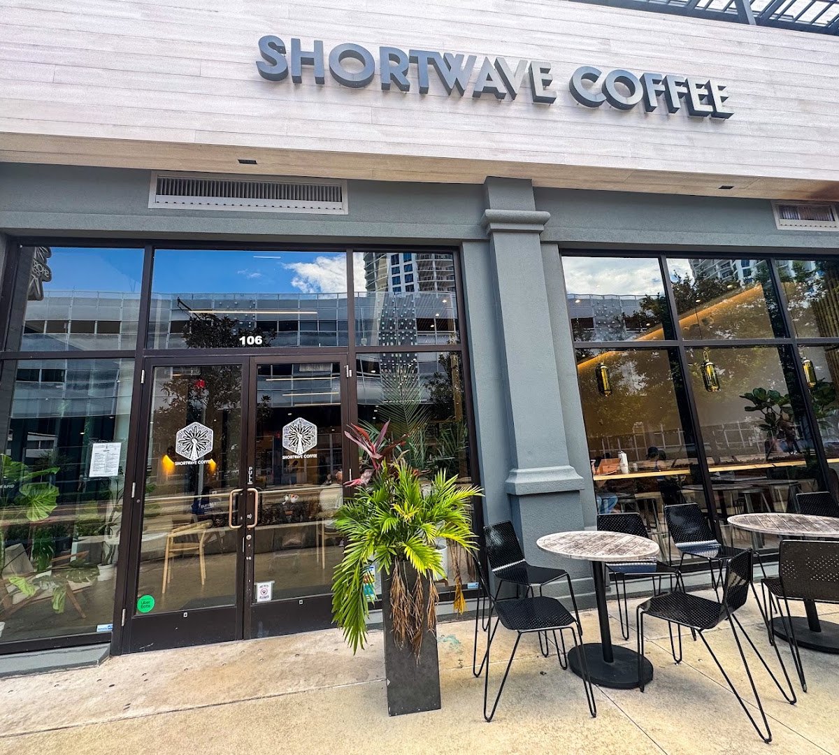 Storefront of Shortwave Coffee, specialty coffee shop in Tampa-St. Petersburg