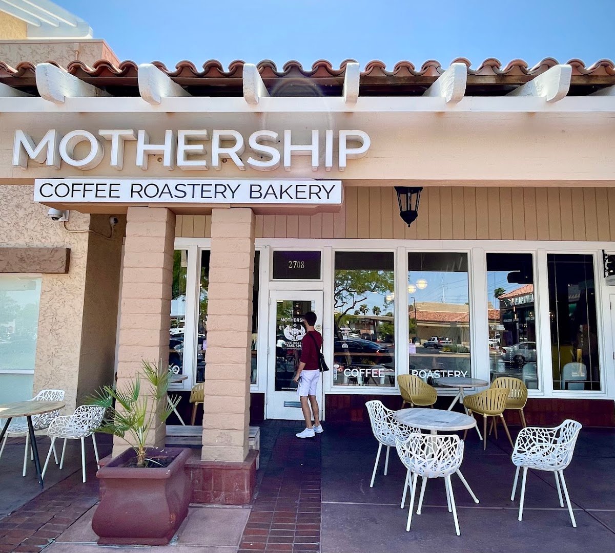 Storefront of Mothership Coffee Roasters, specialty coffee shop in Las Vegas