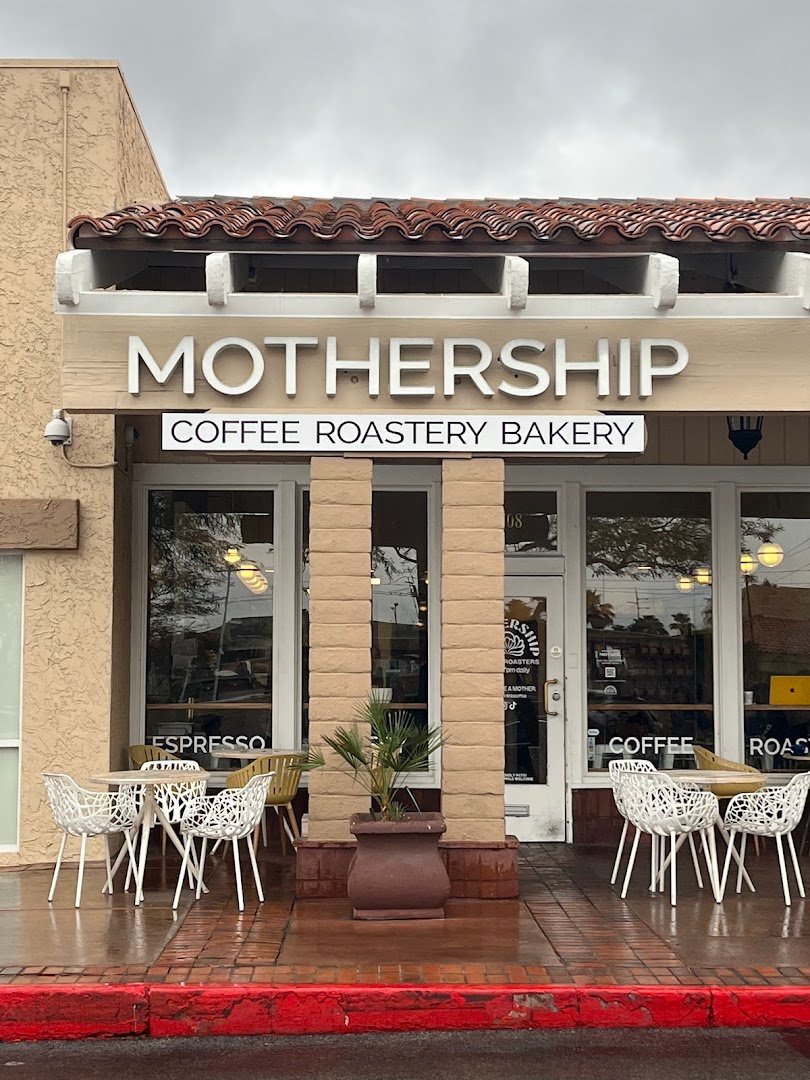 Storefront of Mothership Coffee Roasters, specialty coffee shop in Las Vegas