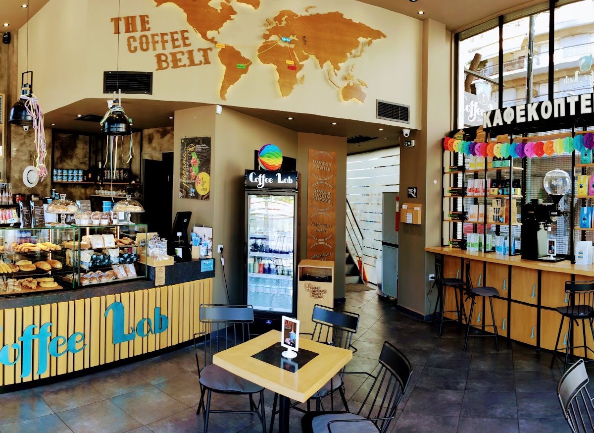 Interior of Coffee Lab Museum, specialty coffee shop in Athens