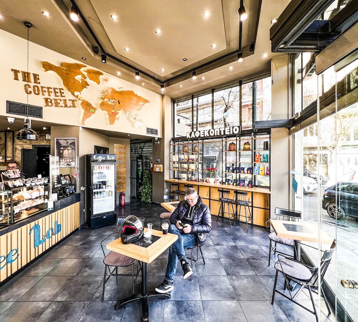 Interior of Coffee Lab Museum, specialty coffee shop in Athens
