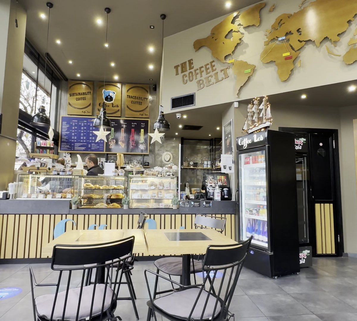 Interior of Coffee Lab Museum, specialty coffee shop in Athens