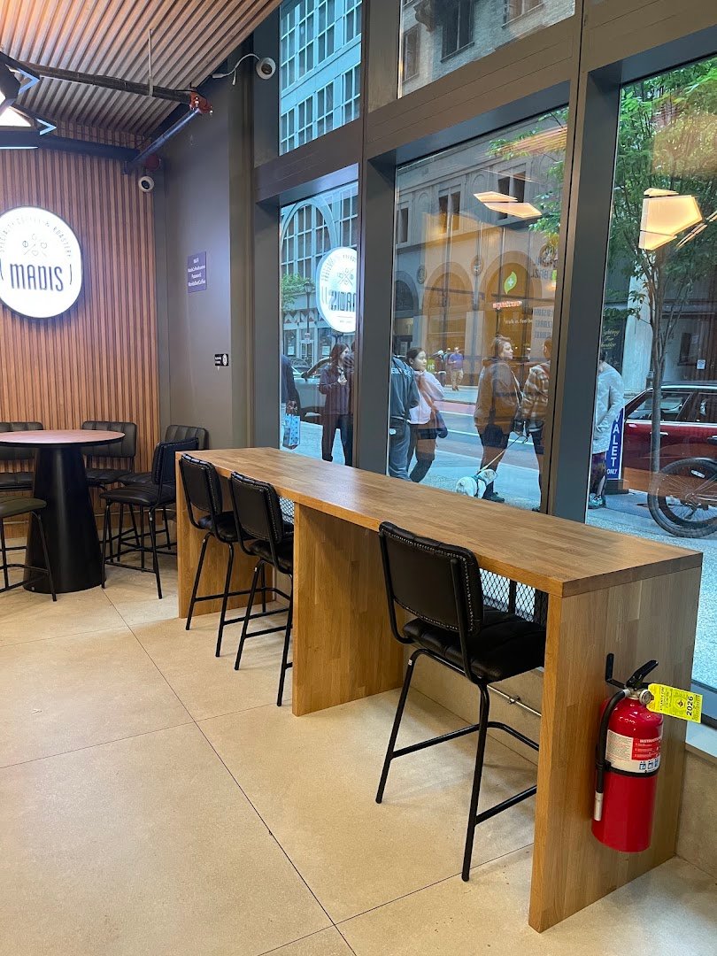 Interior of Madis Coffee Roasters, specialty coffee shop in Philadelphia