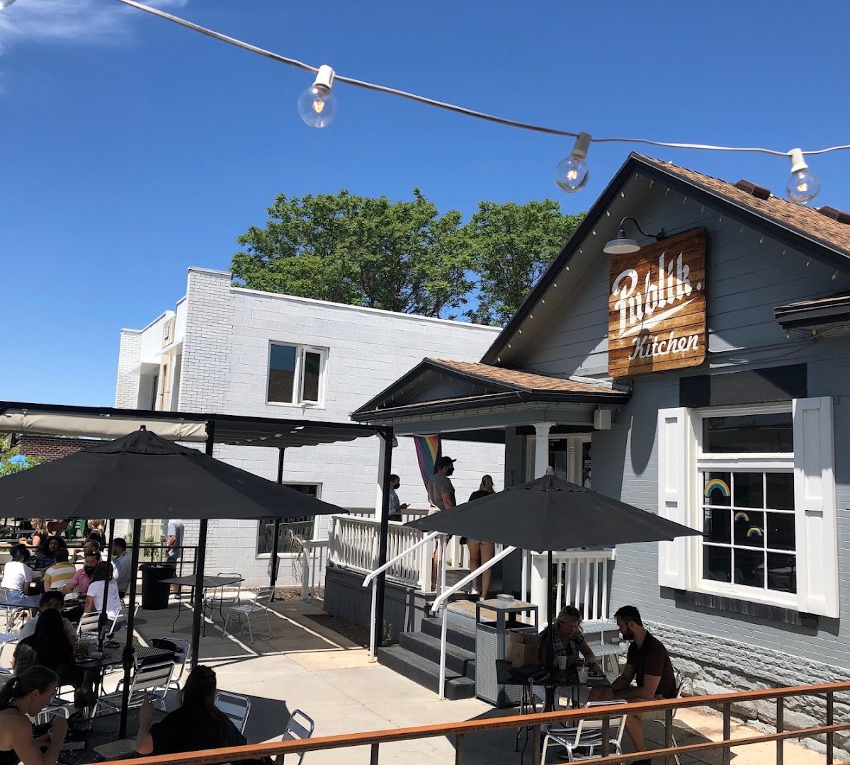 Storefront of Publik Kitchen, specialty coffee shop in Salt Lake City