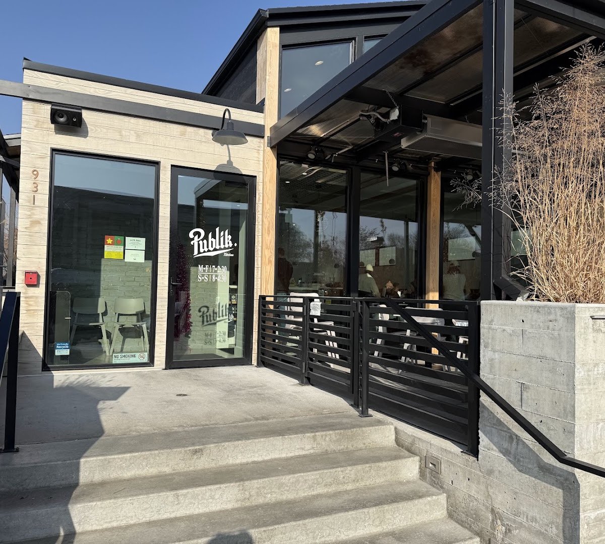 Storefront of Publik Kitchen, specialty coffee shop in Salt Lake City