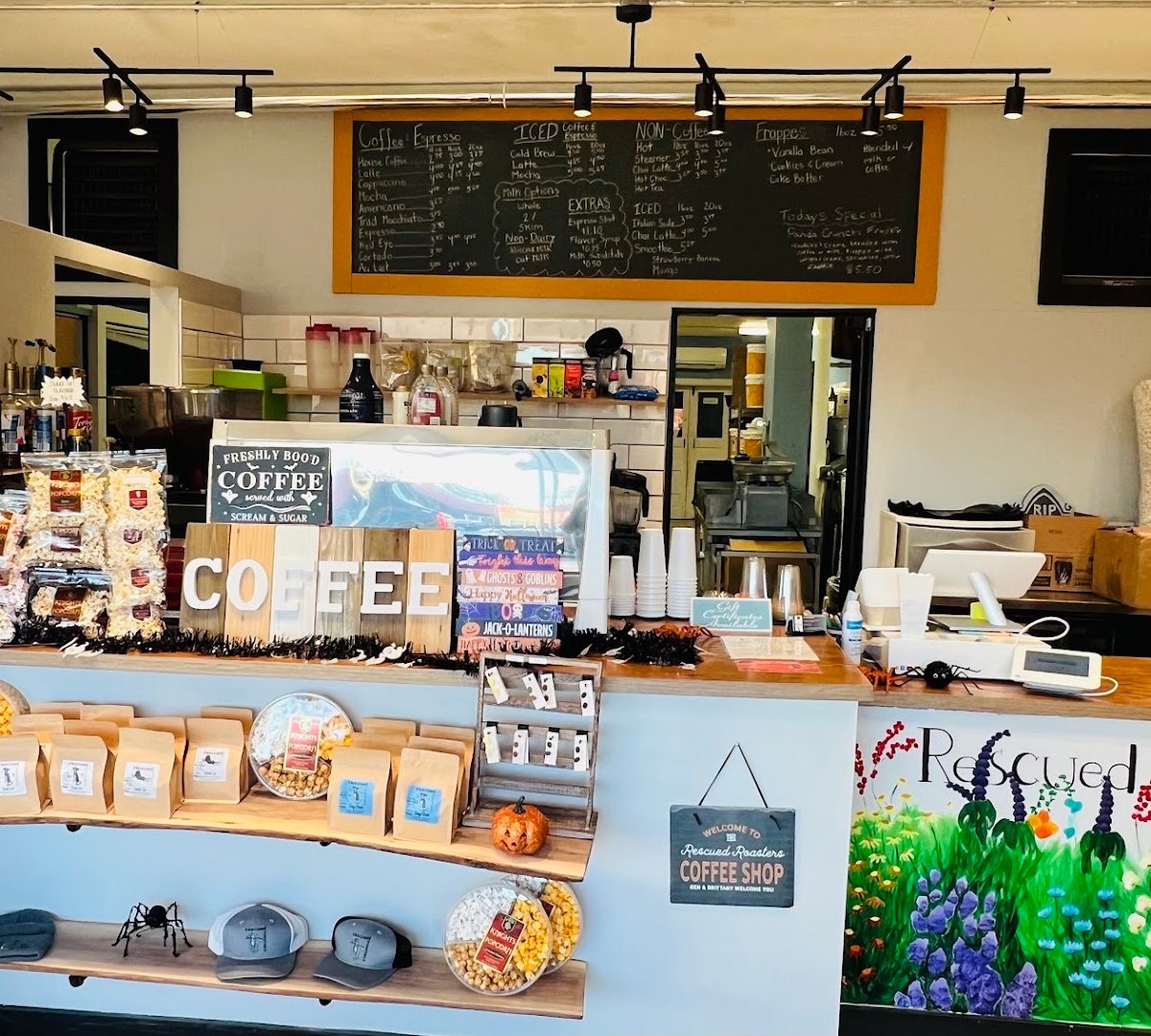 Interior of Rescued Roasters, specialty coffee shop in Milwaukee