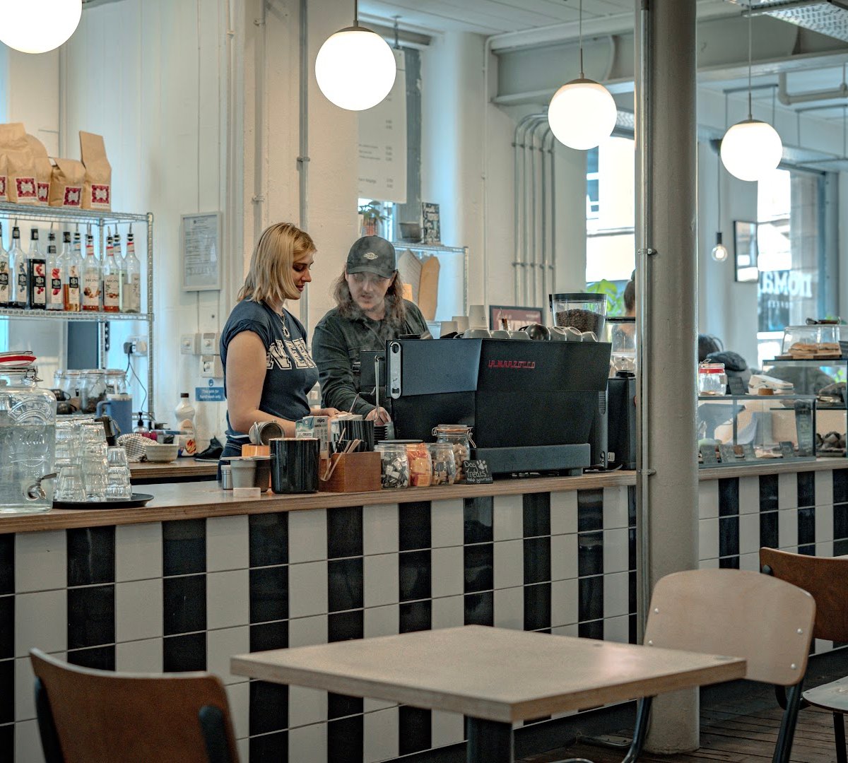 Interior of Nomad Coffee, specialty coffee shop in Manchester
