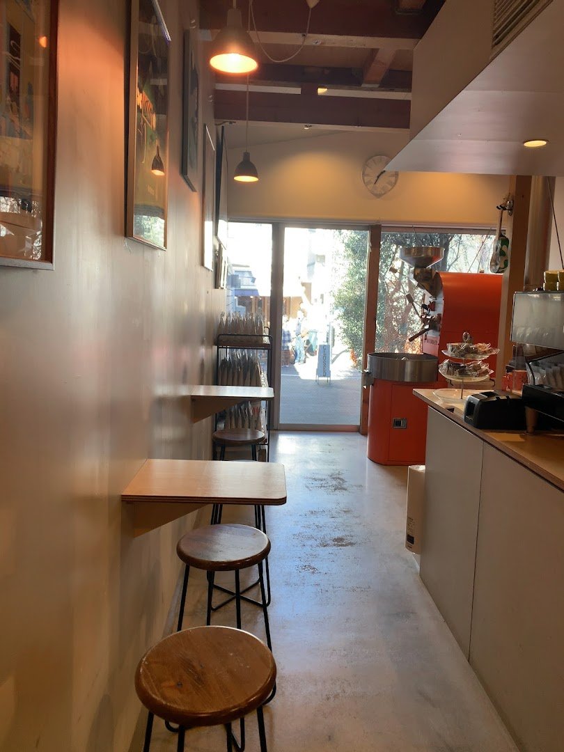 Interior of FINE TIME COFFEE ROASTERS, specialty coffee shop in Tokyo