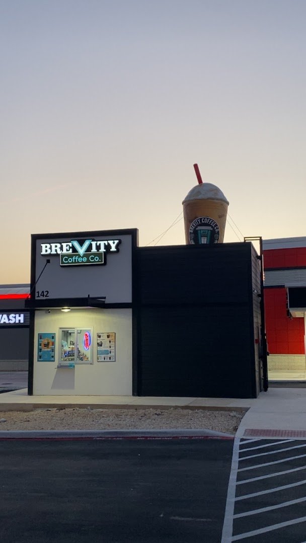 Storefront of Brevity Coffee Co, specialty coffee shop in San Antonio