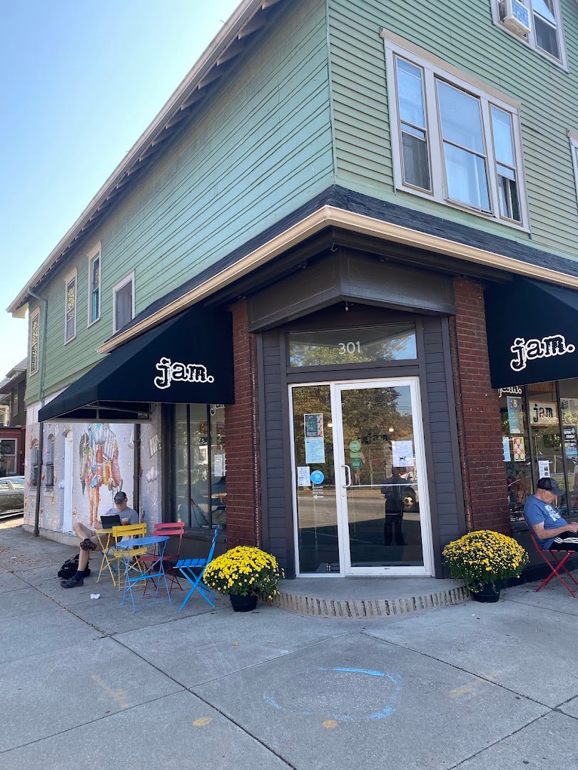 Storefront of JAM Parkside, specialty coffee shop in Buffalo