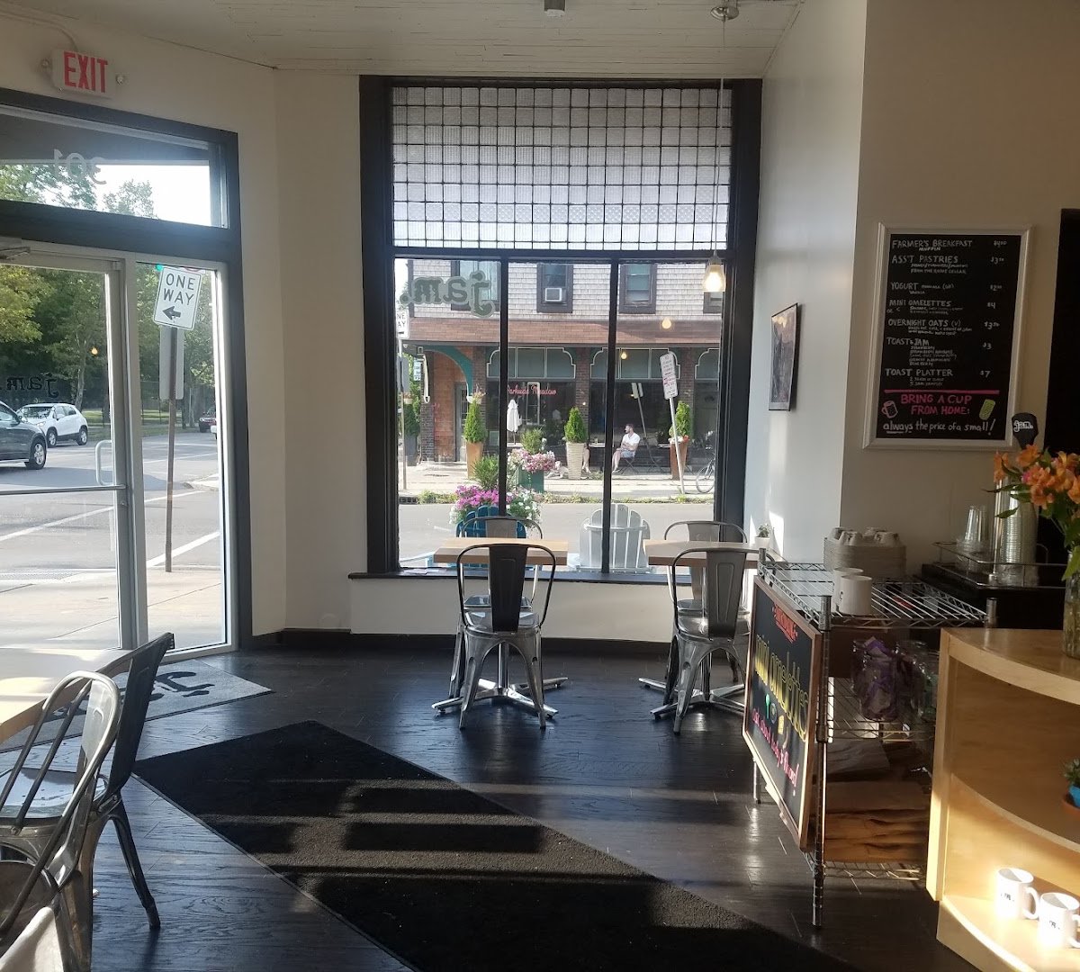 Interior of JAM Parkside, specialty coffee shop in Buffalo