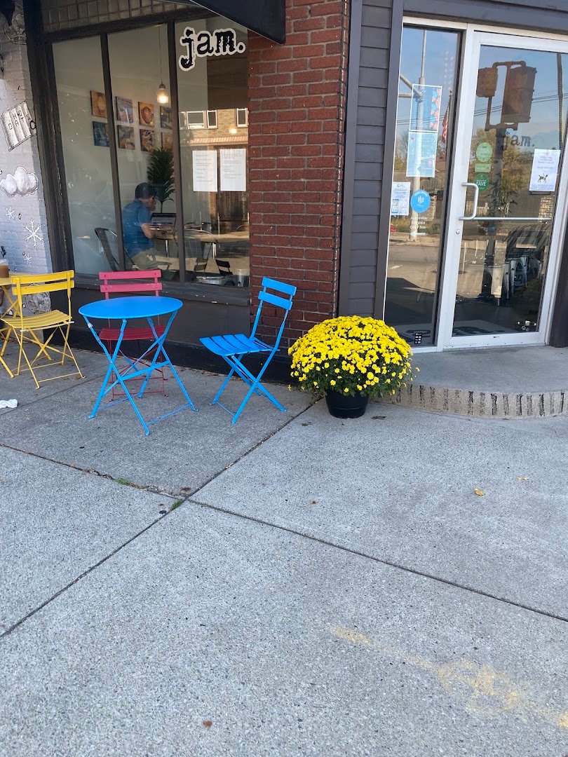 Storefront of JAM Parkside, specialty coffee shop in Buffalo